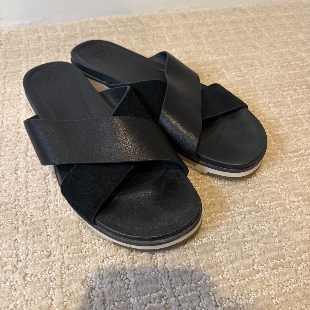 UGG Black Crisscross Slide Sandals